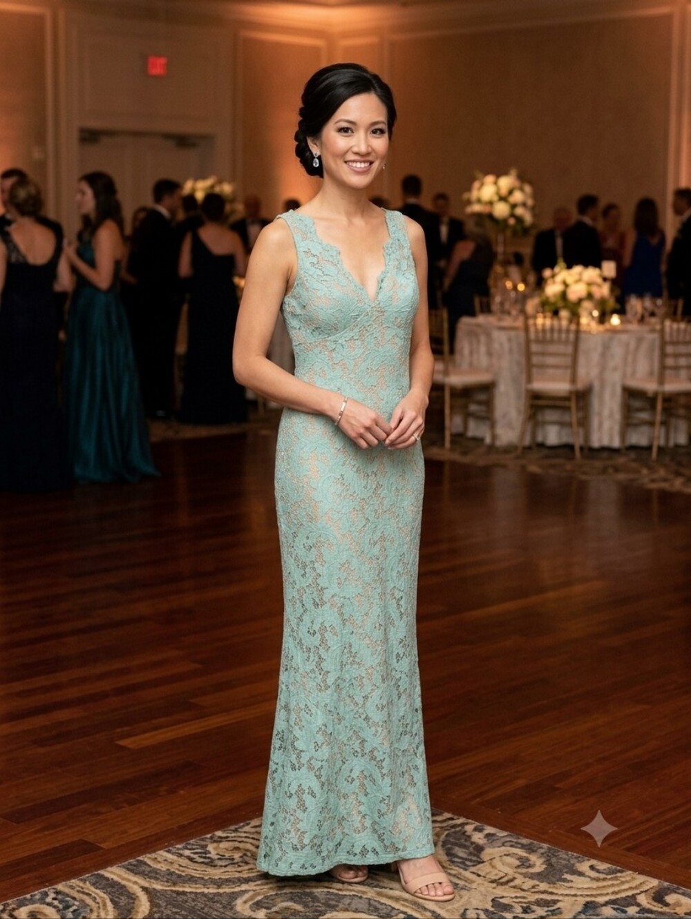 {Deb} Junior’s Lace Nightgown Slip Dress in Aqua - Size 7